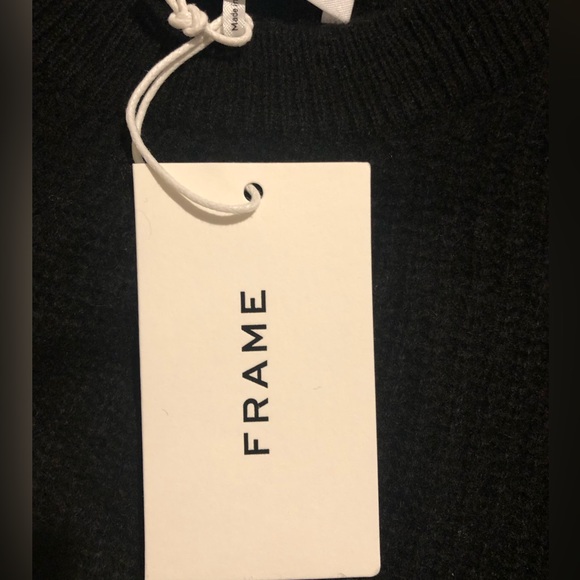 Frame Cashmere Bell Cuffs Crew Neck Ribbed Sweater In Black. NWT! Sz S - Picture 6 of 7